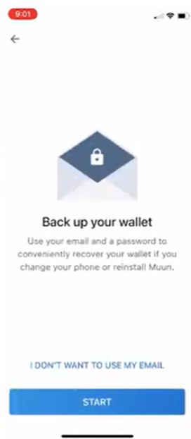 STEP 9. Click on I do not want to use my email and press start.  You want a recovery phrase instead so your Bitcoin stays Anonymous.